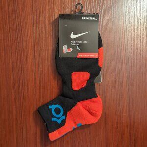 KD Original Nike Elite Socks Low Quarter Cut Black/Orange Size Large Basketball